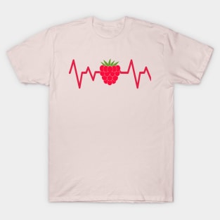 raspberry heart beat funny cute for fruit lover mom art vegetarian T-Shirt